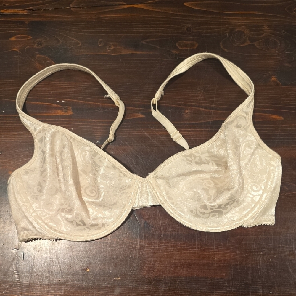 Vassarette Satin & Lace Underwire Bra - Champagne Cream - Size 36C